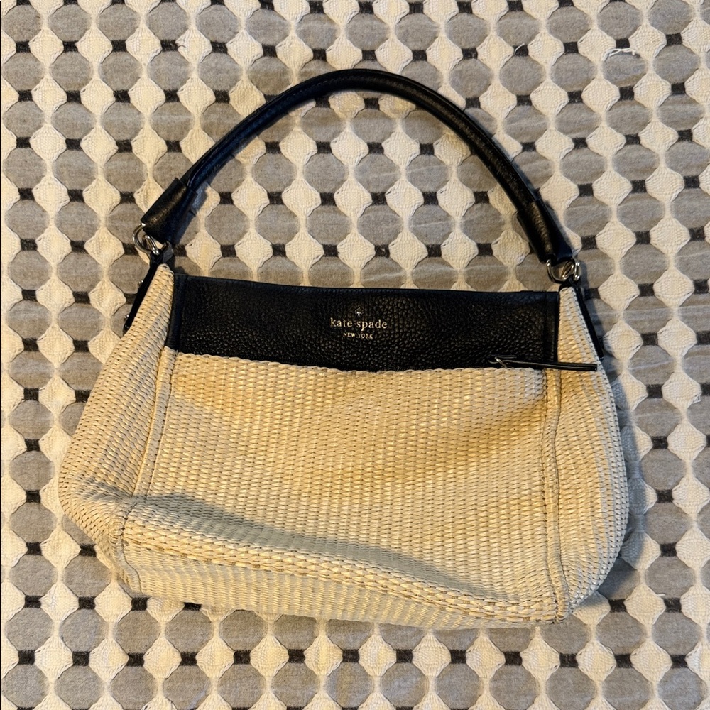 kate spade Cream and Black Woven Shoulder Bag